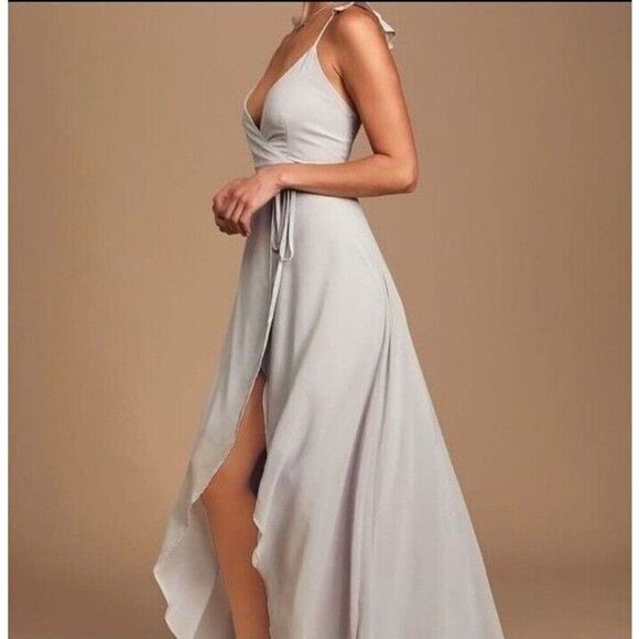 Lulu's Dress Here's to Us‎ Gray High-Low Wrap Dress Size X-Large - Picture 2 of 12